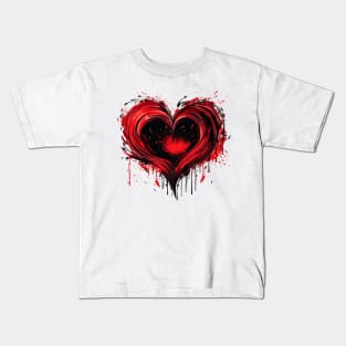 Heart Nouveau Design (Blood Red) Kids T-Shirt